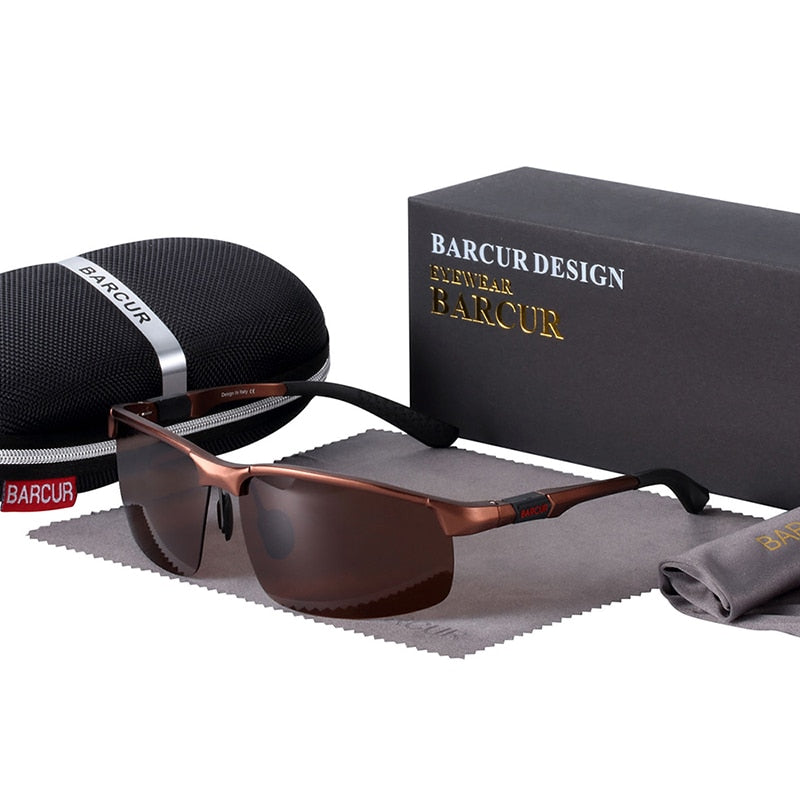 BARCUR Aluminium Magnisium Sport Sunglasses Polarized Light Weight Driving Glases Men Women