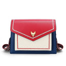 FOXER Brand Women Messenger Crossbody Bag Lady Colorful Panelled Flap Designer Shoulder Bag Small Split Leather Purse for Female