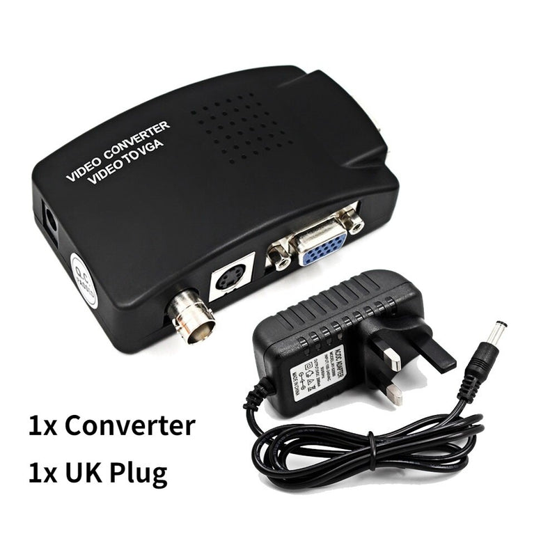 BNC-VGA-Composite-S-Video-auf-VGA-Konverter Videokonverter VGA-Ausgangsadapter Digitale Umschaltbox für PC Mac TV-Kamera DVD DVR