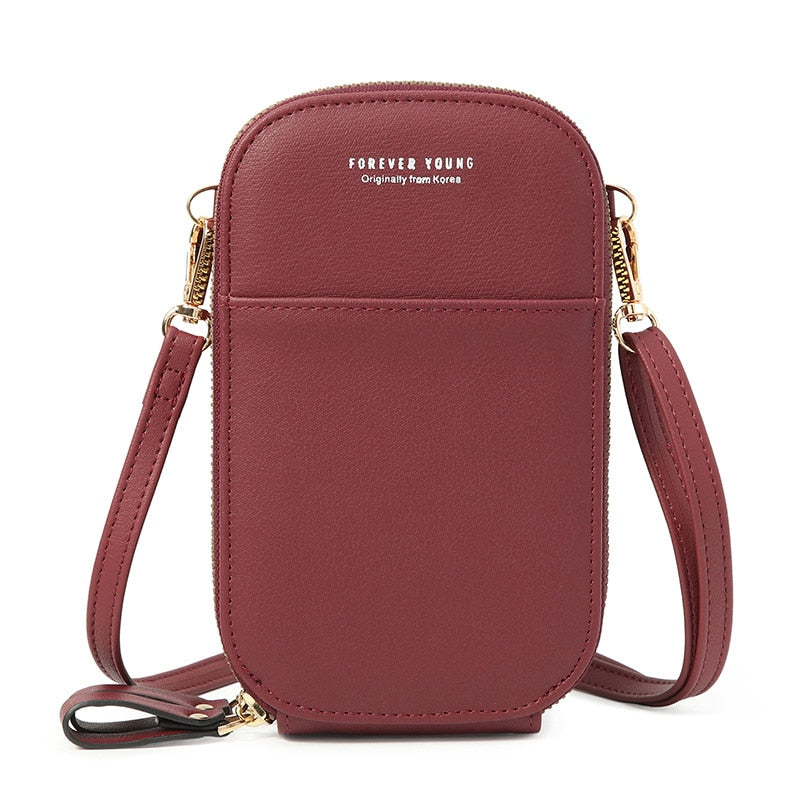 Designer Phone Pocket Mini Shoulder Bag for Women Two Layers Female Messenger Bag Pu Leather Ladies Small Crossbody Purse