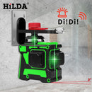 HILDA Nivel láser 12 líneas Nivel 3D Autonivelación 360 Cruz horizontal y vertical Nivel láser verde súper potente