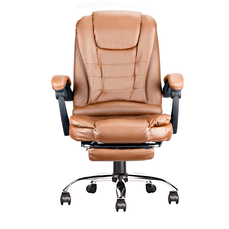 Bürodrehstuhl Ergonomischer Executive Game Chair Computerstuhl mit Fußstütze Hohe Rückenlehne Höhen- und winkelverstellbar Schwarz/Café/Bernstein