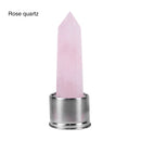 Runyangshi 1pc natural crystal point glass water bottle with 304 stainless steel, rose gold and bamboo cover style for gift