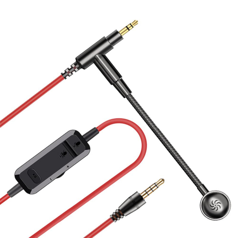 Oneodio 3,5-mm-Aux-Audiokabel mit Noise-Cancelling-Boom-Mikrofon, Lautstärkeregler, Mikrofon, Ein-Knopf-Stummschaltung für Oneodio-Kopfhörer, 2 m