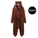 Oso Onesie mujeres hombres Kigurumis Animal pijama dibujos animados zapatillas Festival Homewear invierno cálido traje cremallera botón monos