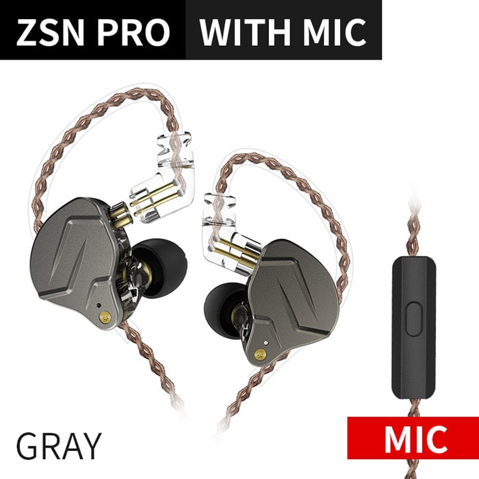 KZ ZSN Pro In Ear Auriculares Tecnología híbrida 1BA + 1DD HIFI Bass Metal Auriculares Sport Noise Cancelling Auriculares Monitor