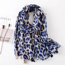 Luxury brand women leopard print cotton scarf shawls for winter foulard femme long soft warm wraps cachecol