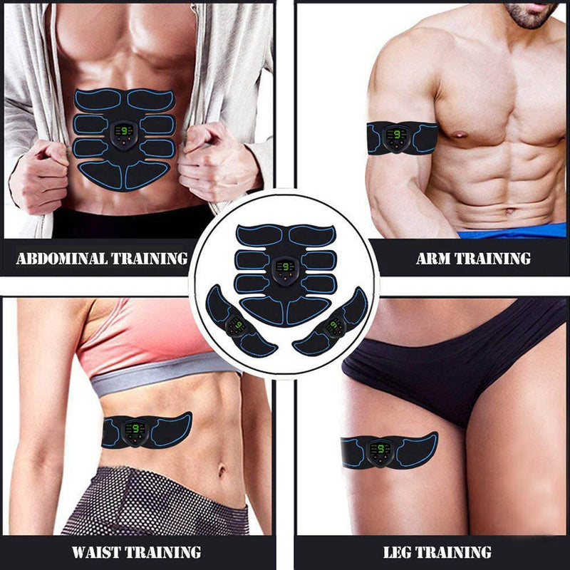 Abs Trainer Ems Abdominal Muscle Stimulator Tone Home Gym Belt Fitness Workout Equipment with LCD Display Slimming Massager