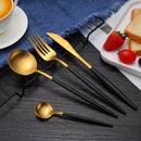 24Pcs/set Steak Knife Fork Coffee Spoon Teaspoon Gold Cutlery Kitchen Tableware Upscale Stainless Steel Western Tableware Set