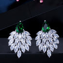 Pera High Quality Handmade Vintage Women Party Jewerly Bohemian Style Big Green Stone Drop Earrings With Cubic Zirconia E053