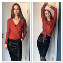 Autumn Winter Knitted Sweater Women V-neck Slim Pullovers Sweater Ladies Wrap Sweaters Female Casual Sweater Jumper