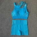 Conjunto de Yoga para mujer, traje deportivo sin mangas, ropa de entrenamiento para gimnasio, Sujetador deportivo para Fitness, pantalones cortos de cintura alta, ropa deportiva de 2 piezas sin costuras Utra