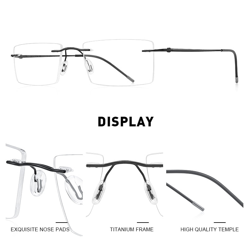 MERRYS DESIGN Men Titanium Alloy Rimless Glasses Frame Male Square Ultralight Man Frameless Myopia Optical Frames Eyewear S2880