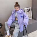 Oversized Fashion Parkas Purple Hooded Jacket Women's Winter 2022 Loose Cotton padded Student Coat Thicken Warm Outerwear Female