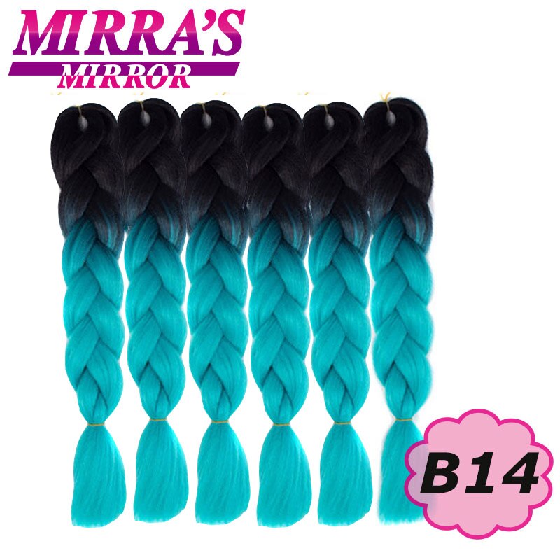 24 Zoll Jumbo Braids Synthetisches Haar für Box Braid Ombre Braiding Hair Extensions Three Tone Schwarz Braun Blau Pink Mirra's Mirror