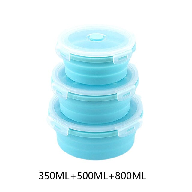 Food Storage Containers With Lids Silicone Collapsible BPA Free Lunch Fruit Salad Box Set reezer Microwavable