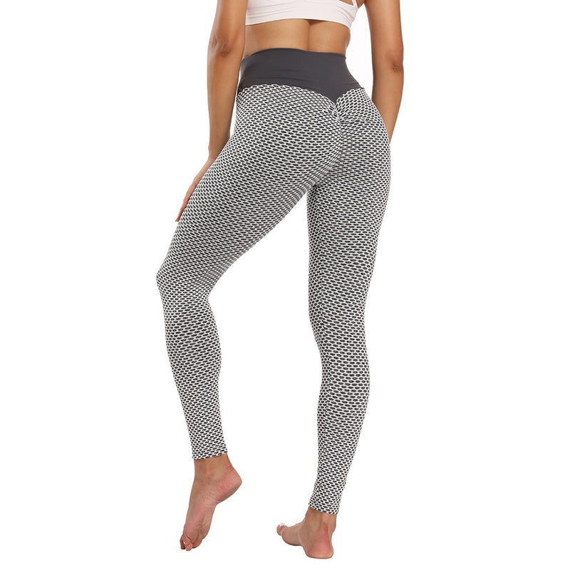 INITIALDREAM Waben-Fitness-Leggings für Damen, hohe Taille, Booty, passende Push-Up-Hose, nahtlose Workout-Gymnastik, knöchellange Leggings