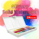 SeamiArt 12/24Color Glitter Water Color Acuarelas Metallic Gold Aquarela Pigment Paint Artist Painting Watercolors Art Supplies