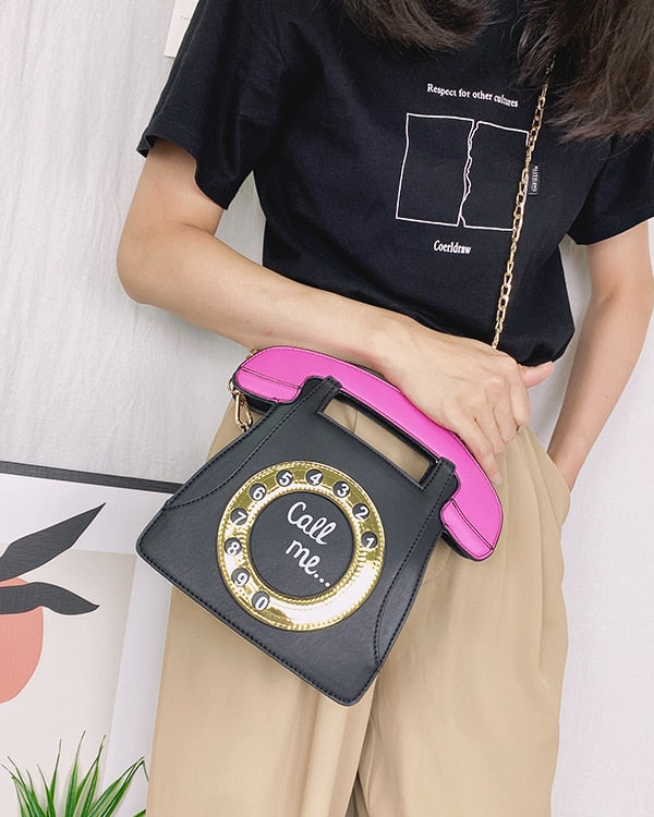 Novelty Phone Design Shoulder Crossbody Bag Women Fashion Purses and Handbags Casual Girl  Chain Shoulder Bag Female Clutch Bag