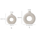 Nordic Circular Hollow Ceramic Vase Pampas Grass Donuts Flower Pot Home Decoration Accessories Office Living Room Interior Decor