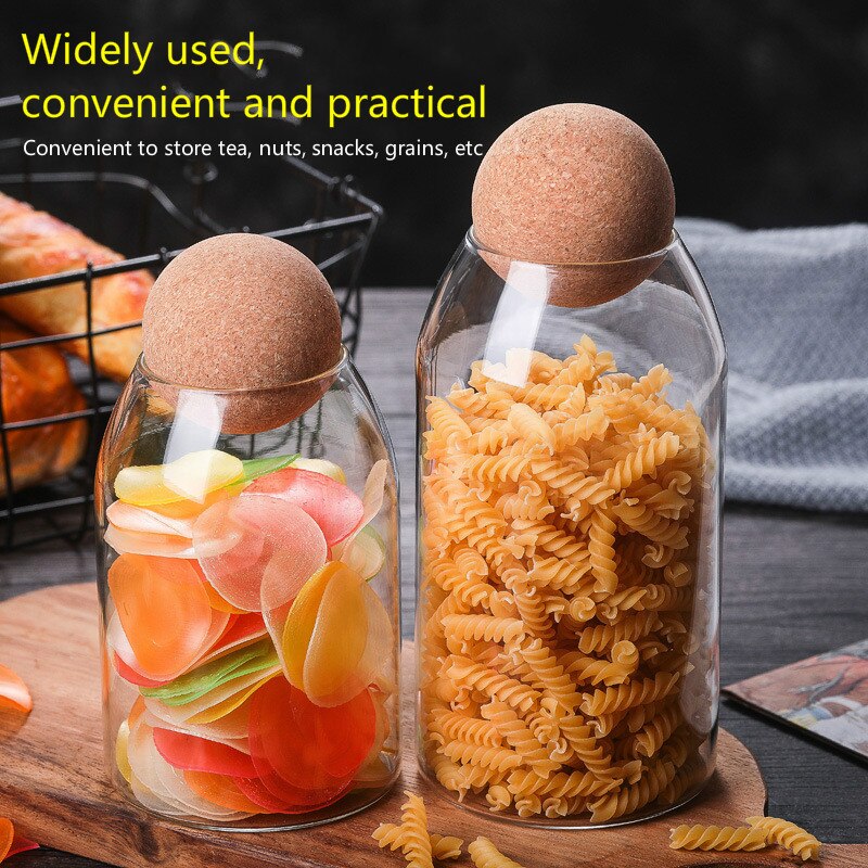 Borosilicate Transparent Lead-Free Glass Sealed Can Storage Tank Grains Storage Jar Creative Cork Tea Containers