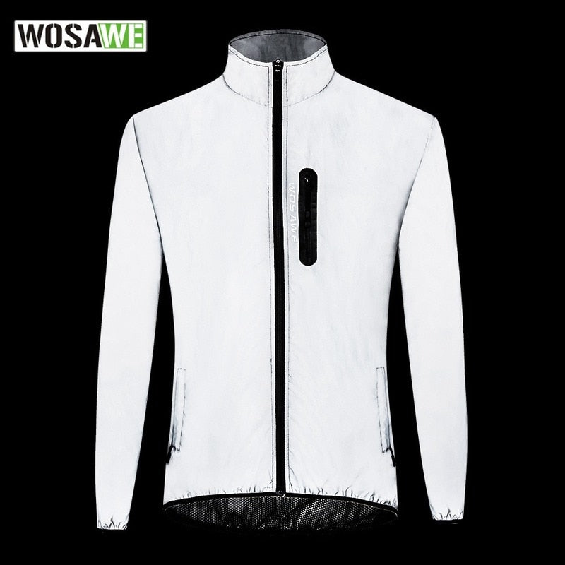 Full Reflective Cycling Jacket Men Windproof Waterproof Night Running Cycling Reflective Clothing Riding Bike Bicycle MTB Jacket