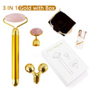 2 in 1 Electric Jade Roller Natural Rose Quartz Vibrating Massager Face Lift Slimming Wrinkle Removal Skin Tightening