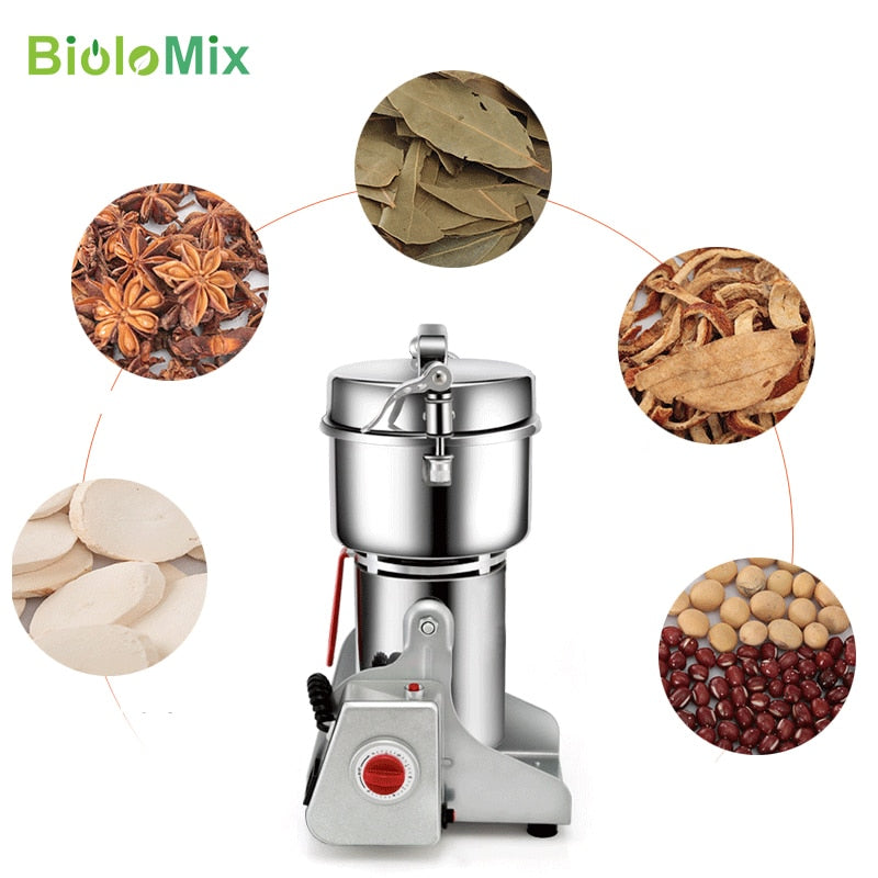 BioloMix 800g 700g Körner Gewürze Hebals Müsli Kaffee Trockenfutter Mühle Mühle Mahlmaschine Schrotmühle Mehl Pulverzerkleinerer