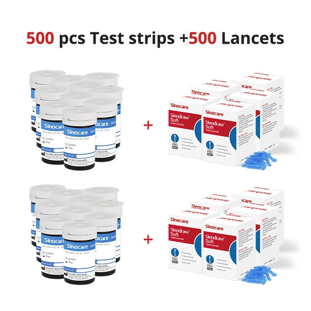 500/400/300/200/100/50PCS Sinocare Safe-Accu Blutzuckerteststreifen und Lanzetten für Diabetes-Tester