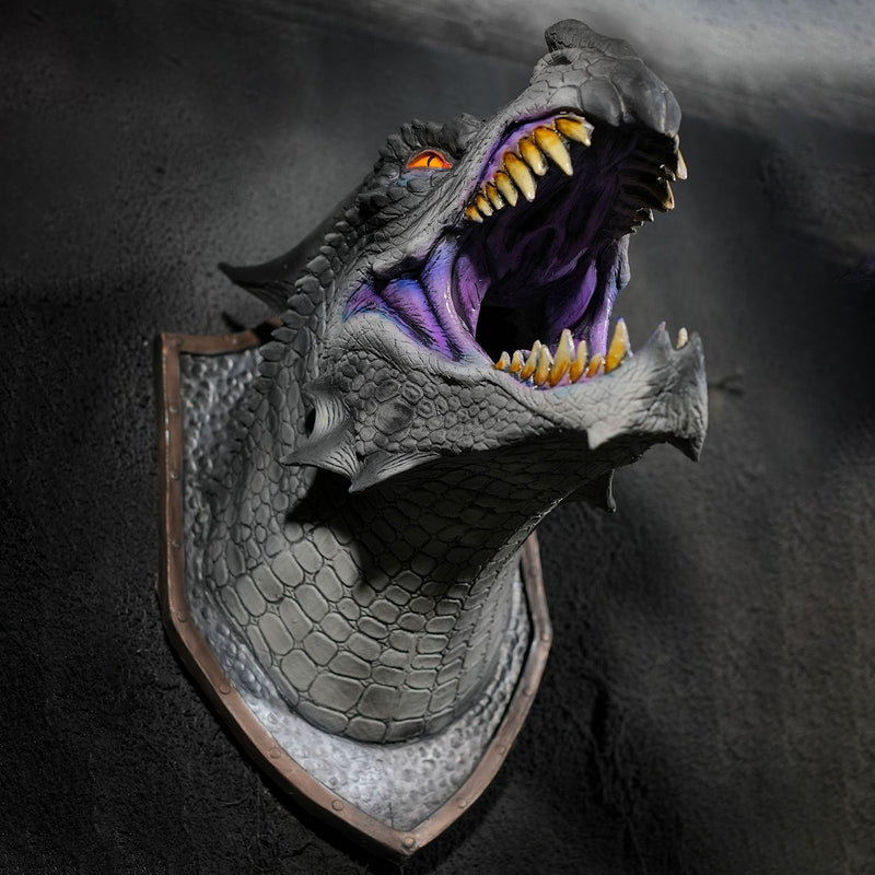 Dragon Legends Prop 3d montado en la pared dinosaurio humo luz pared arte escultura forma estatua decoración del hogar habitación decoración de Halloween