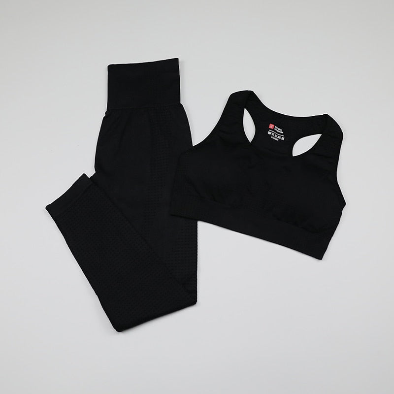 Conjunto de 2 piezas para mujer, conjunto de Yoga sin costuras, ropa deportiva, ropa deportiva para mujer, mallas de gimnasio vitales, Sujetador deportivo acolchado de realce, trajes deportivos