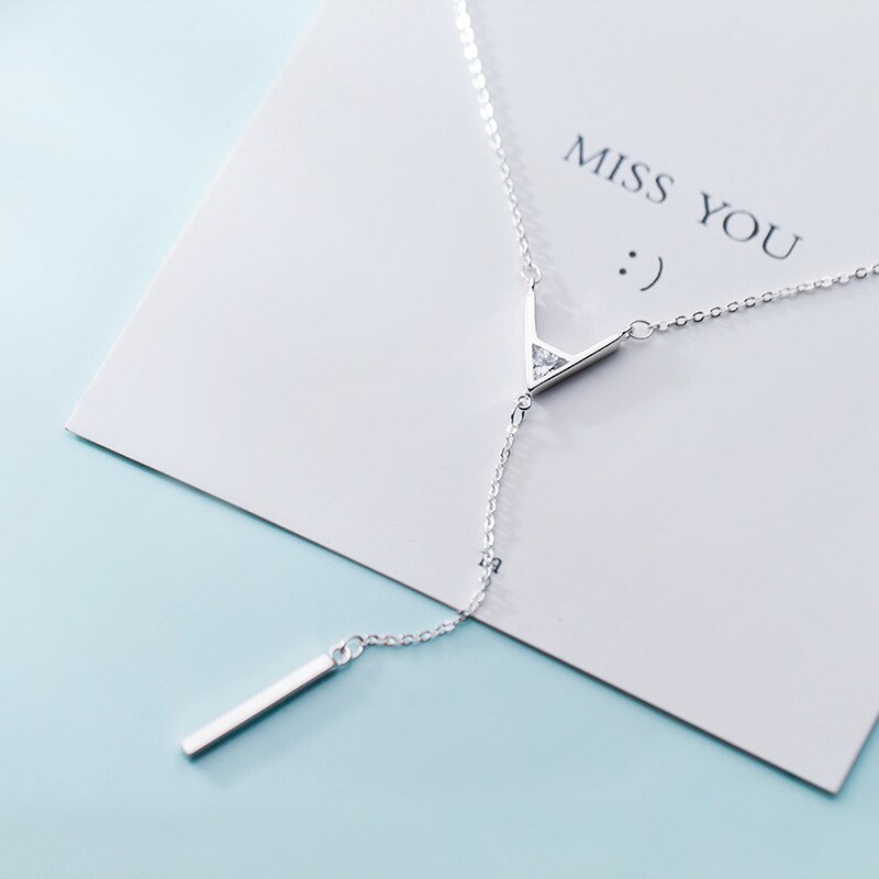 MODIAN New Adjustable Geometric Necklace for Women Real 925 Sterling Silver Letter A-shaped Chain Pendant Necklace Fine Jewelry