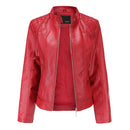 2022 Leather Jacket Women Zippers Spring Autumn Women&