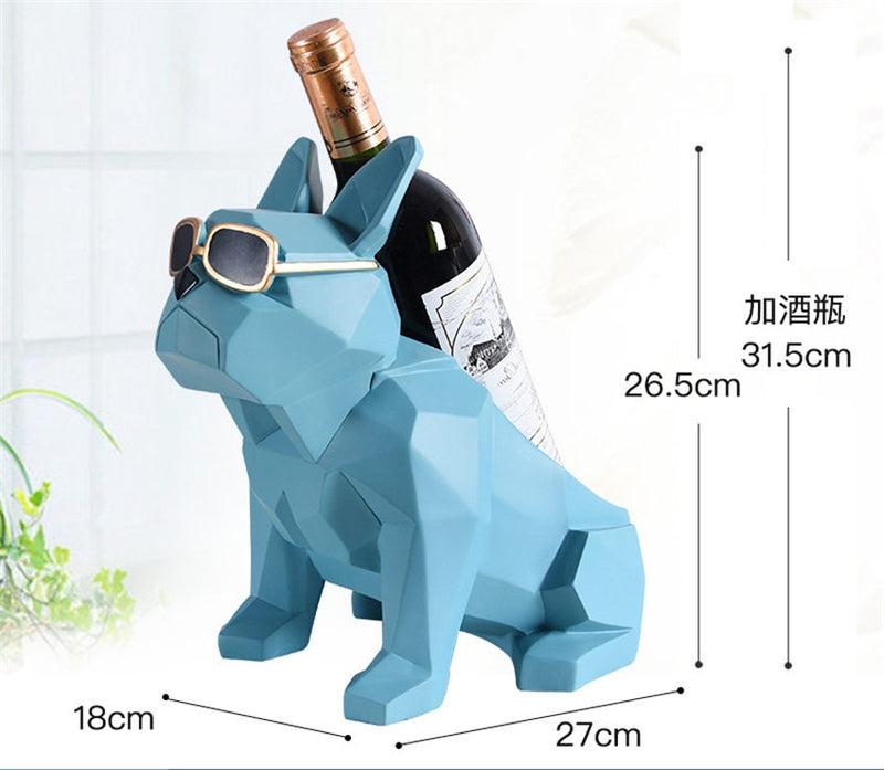 Estante para vino de bulldog francés sencillo moderno, soporte para decoraciones para el hogar, muebles creativos para el hogar, regalo de fiesta