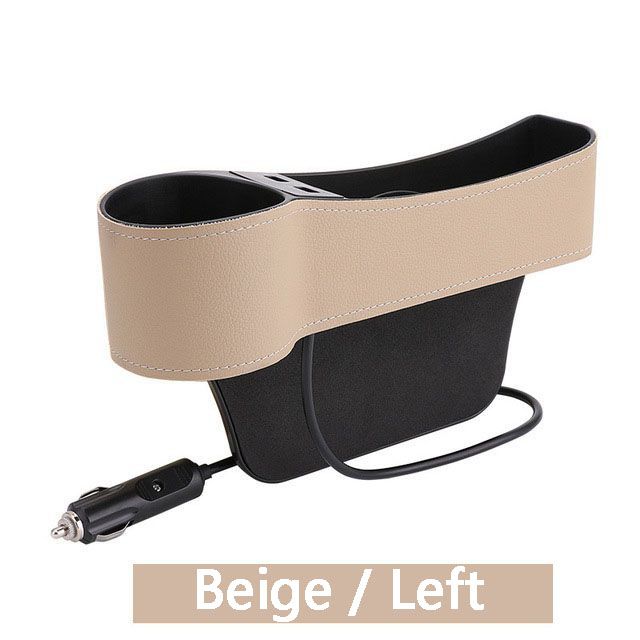 Auto Autositz Gap Organizer PU Leder Aufbewahrungsbox Getränkehalter Autositz Seitenschlitz Tasche Aufbewahrungstasche mit zwei USB-Ladeanschlüssen