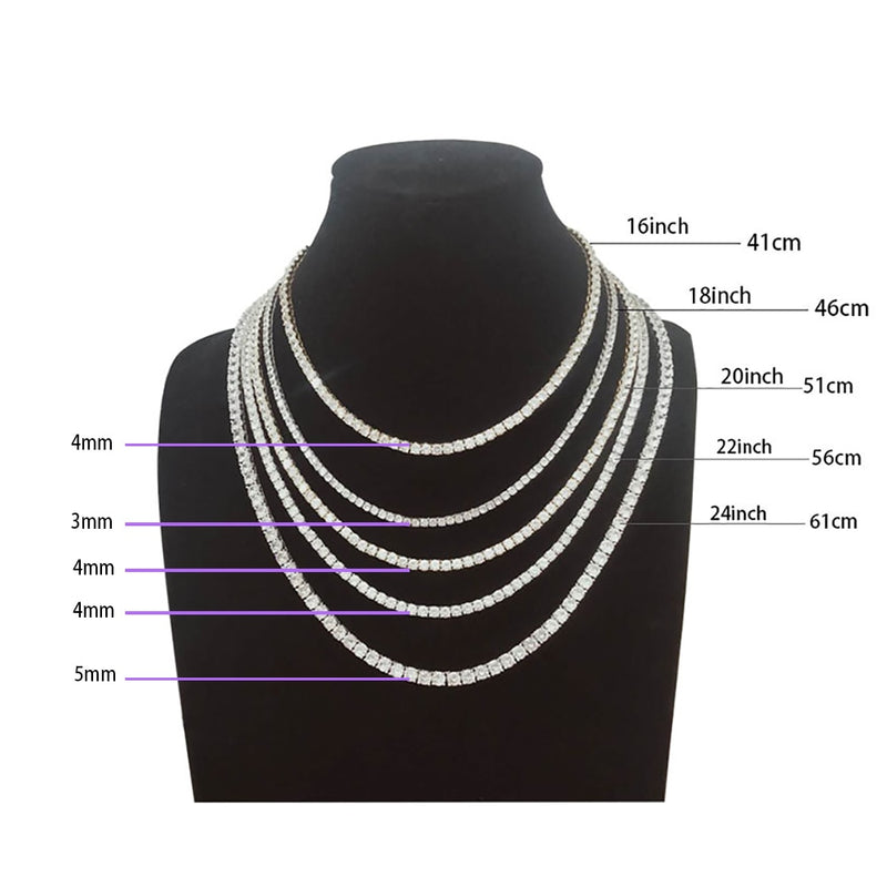 5mm Rock Hip Hop Zirkonia Tennis Ketten Bling Iced Out Cubic Halskette Männer Frauen Schmuck Kristall Choker Ketting Sieraden 18" 20"