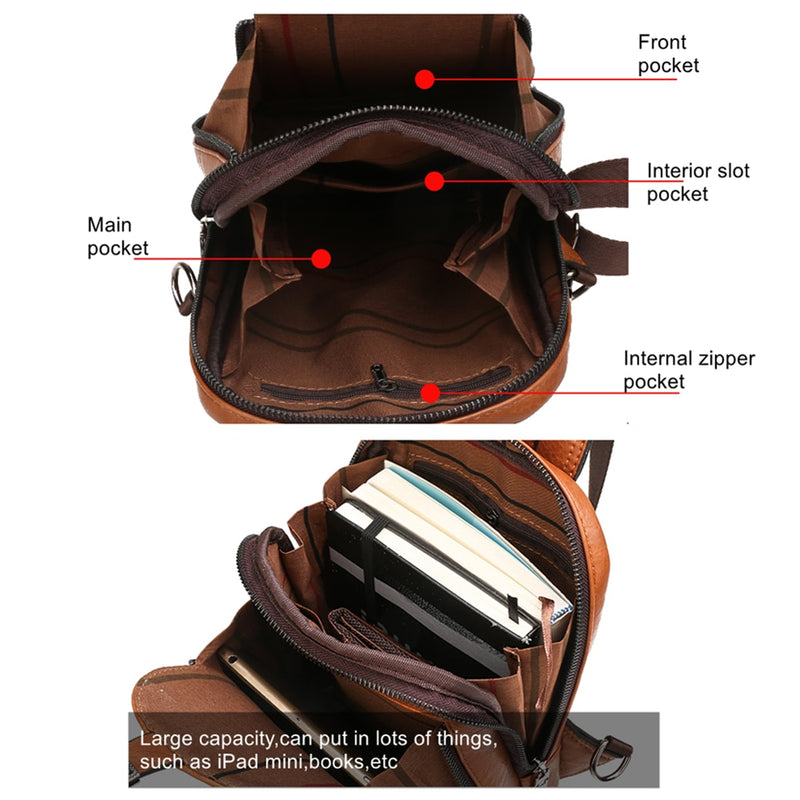 Celinv Koilm Men Crossbody Bag Big Size Daily Chest Bag High Quality Large Capacity Split Leather Daypacks Sling Bag For iPad