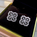 OEVAS 100% 925 Sterling Sparkling Full High Carbon Diamond Hollow Out Four Leaf Clover Stud Earrings For Women Fine Jewelry Gift