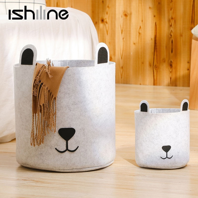 Felt Fabric Laundry Basket Toy Storage Baskets Bin For Kids Dog Toys Clothes Organizer Cute Animal Laundry bucket