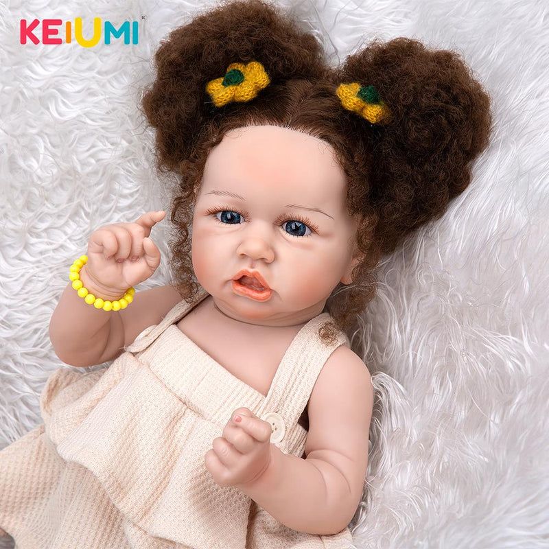 Nuevo estilo KEIUMI, muñecas de bebé Reborn de silicona suave, tacto Real de 57 CM con pelo de fibra enraizada, juguetes para bebés recién nacidos, regalo de cumpleaños para niños