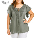 Plegie Large Size Lace Patchwork Shirt Damen Tops und Blusen Kurzarm Big Size Blusas Femininas Blusas Mujer De Moda 2022