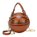 Buylor Personality Basketball Crossbady Bag for Women Casual PU Leather Handbag Cute  Round Ball Purse Wacky Female Chains Tote