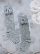 6 Colors.Unisex Children Cherry Hair Ball Knee High Socks.Baby Toddler In Tube Socks For Girls Boys.Kid Cherry Knitted Sock 2-6Y