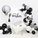 Balloons Garland Arch Kit, 100 PCS Birthday decoration Set with Silver Metallic,White,Black and Confetti Balloons Plus Silver Pa