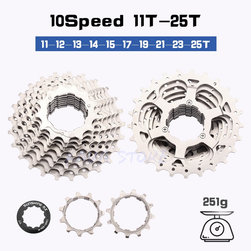 SUNSHINE Road Bike Freewheel 11-25T/28T/32T/34T/36T Bicycle Flywheel 8/9/10/11/12S Speed Cassette Sprocket for Shimano HG K7