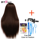 Mannequin Head With 100% High Temperature Fiber Hair 65cm Bride Hairdressing Training Wig Head With Stand Cosmetology Doll Head