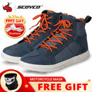 SCOYCO Motorcycle Boots Men Casual Shoes Microfiber Leather Moto Motocross Riding Boots 4 Seasons Motorbike Shoes Riding Shoes