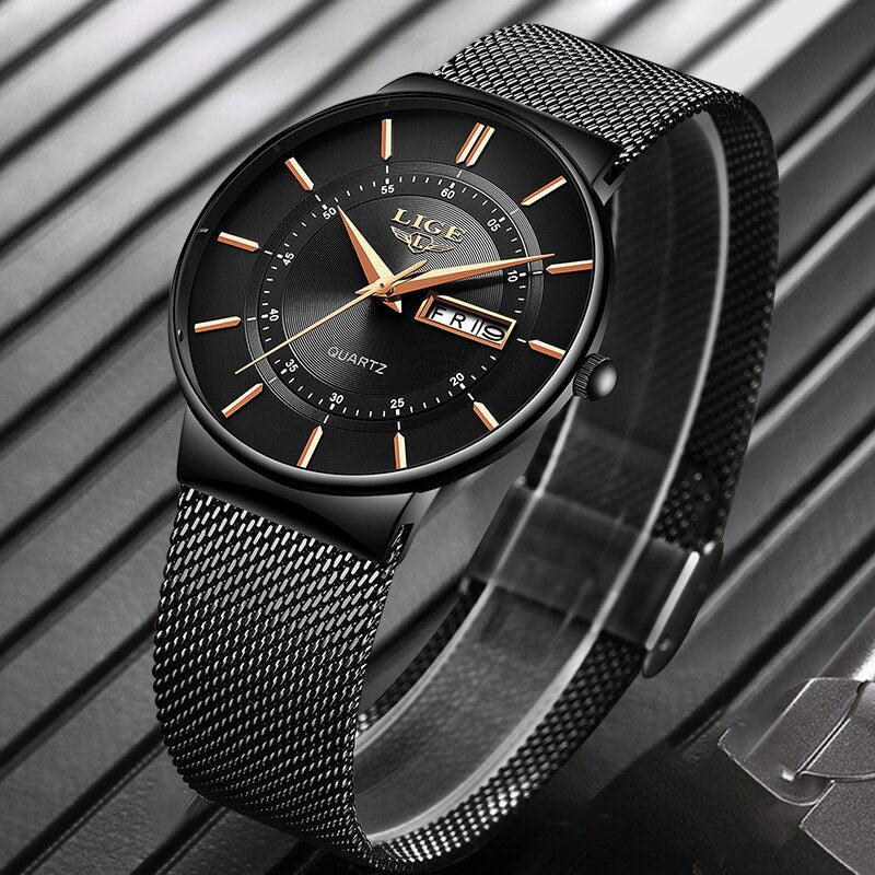 2022 New Black Quartz Clock LIGE Women Watches Top Brand Luxury Watch For Women's Simple All Steel Waterproof Wrist Watch Reloj