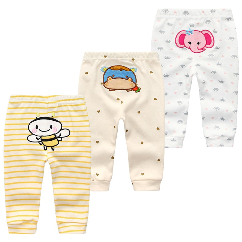 3Pcs/lot Cartoon Print Baby Pants Cotton Baby Leggings Autumn Toddler Boy Girl Pants Newborn Infant Clothing 3 6 9 12 18 24M