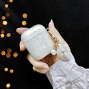 Cute Korean Pearl Silicone Case for Apple Airpods 1 2 Case Accessories Wireless Earphone Protective Cover Cherry Dog Key Ring